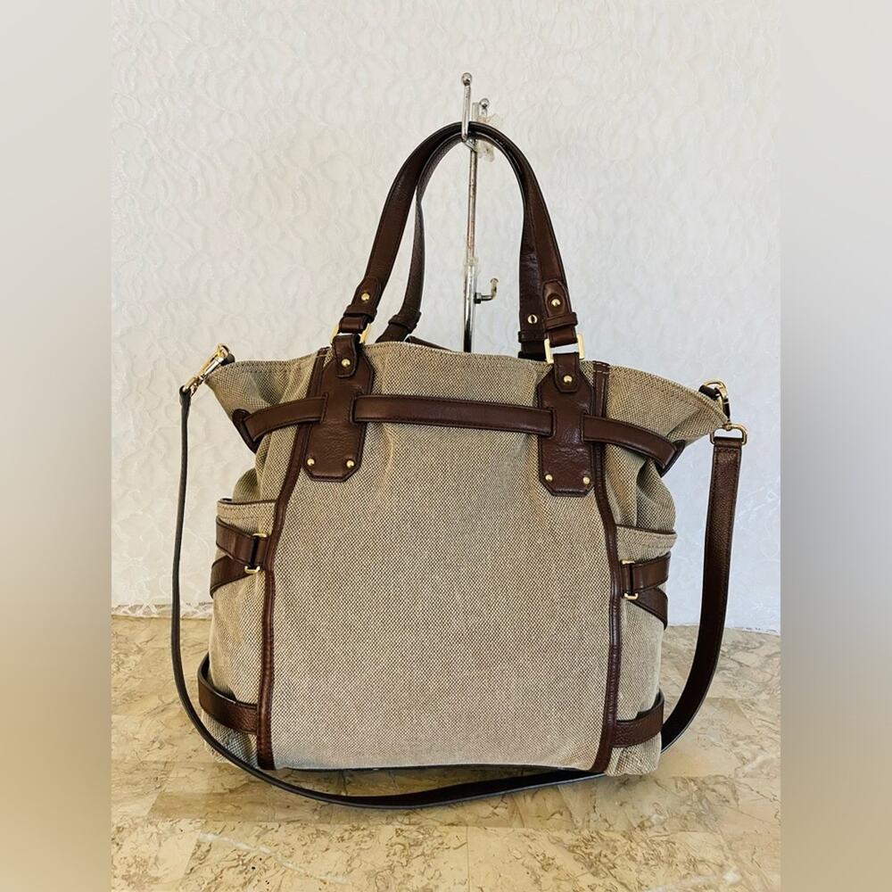 MICHAEL KORS brown tweed leather strap shoulder bag crossbody